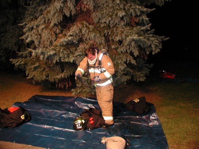 Firefighter Hays prepares for drill